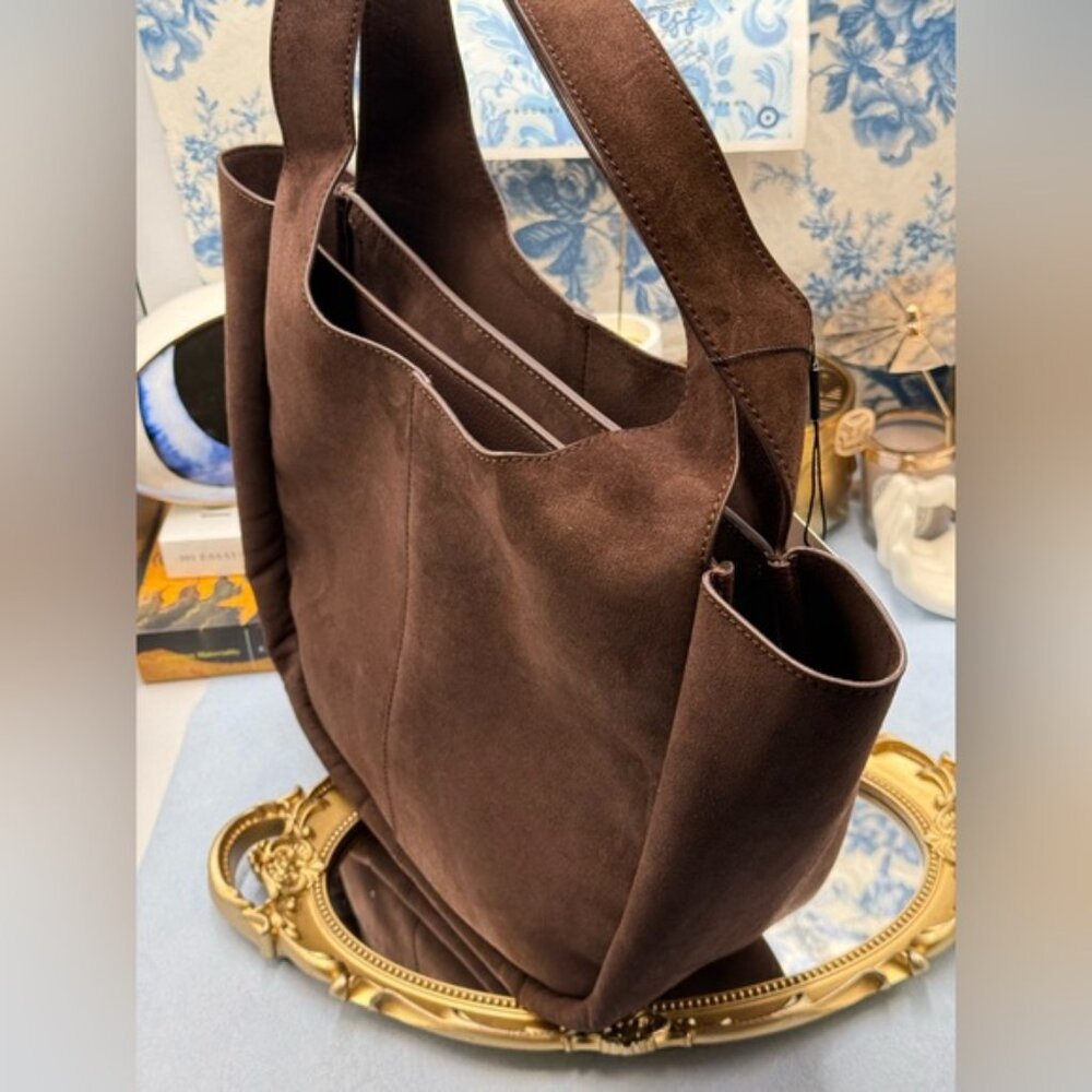 🆕 OROTON 🧿 NWT Emilia Tote Suede Bag, Chocolate Brown - Picture 8 of 16